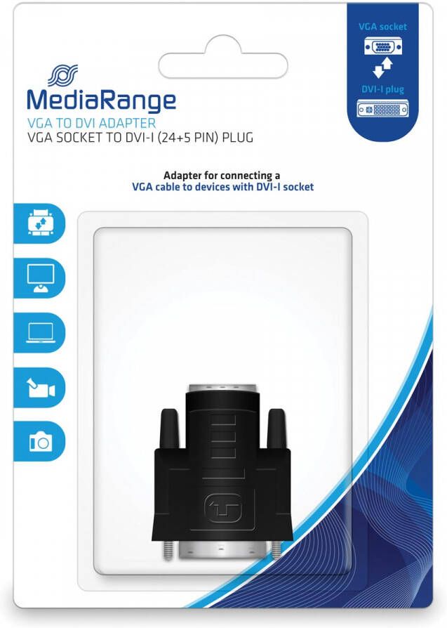 MediaRange VGA naar DVI Adapter vergulde contacten VGA contrastekker DVI I stekker(24+5 polig )