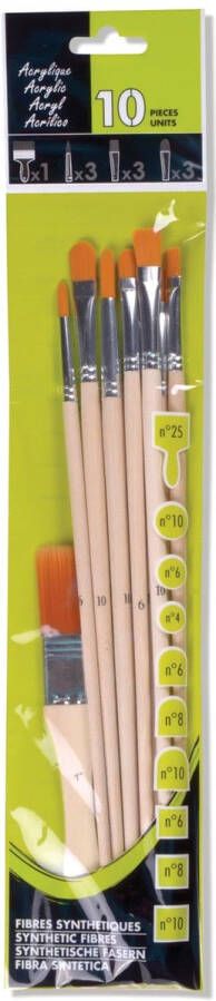 Merkloos Acrylverfpenseel set van 10 penselen
