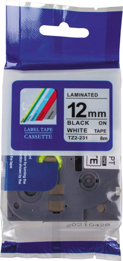 Merkloos Compatible tape voor Brother P touch 12 mm zwart op wit