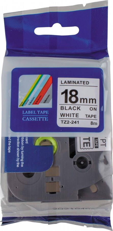 Merkloos Compatible tape voor Brother P touch 18 mm zwart op wit