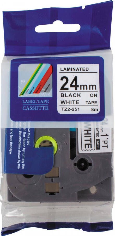 Merkloos Compatible tape voor Brother P touch 24 mm zwart op wit
