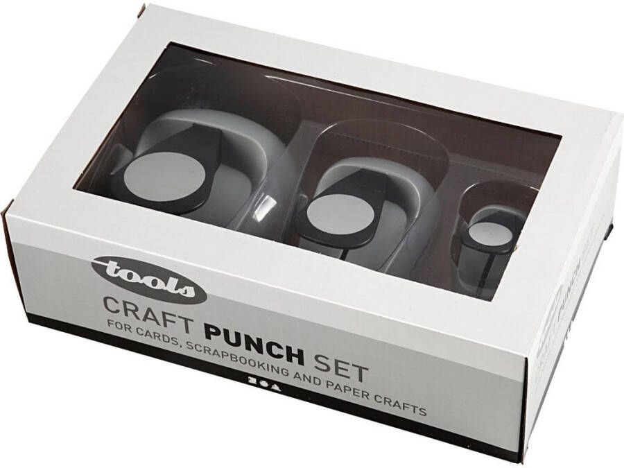 Merkloos Creativ Company ponsen set cirkel set van 3 stuks (25 49 75 mm)