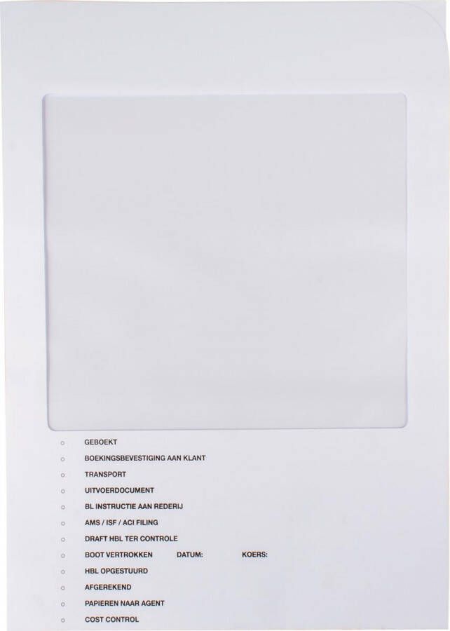Merkloos Douane mapje wit pak van 100 stuks
