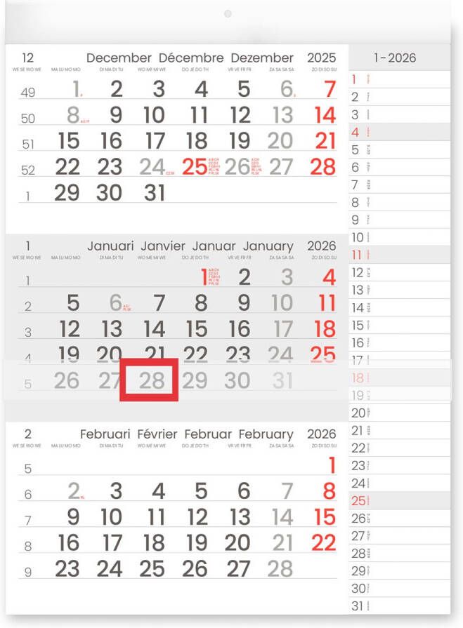 HELIOS 3 Maandkalender 2022 Manager compact formaat notes