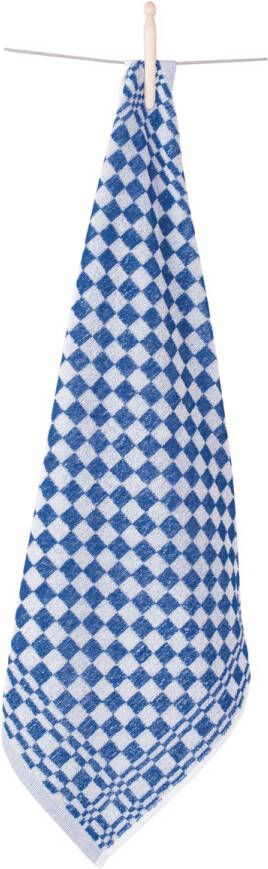 Merkloos Handdoek ft 60 x 60 cm geruit wit blauw pak van 6 stuks