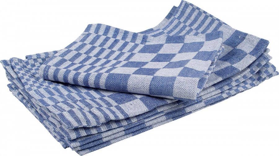 Merkloos Handdoek ft 65 x 65 cm blauw wit pak van 6 stuks