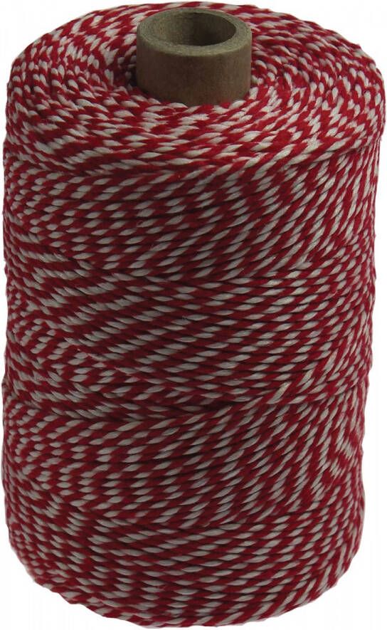 Merkloos Katoentouw rood-wit klos van 200 g ongeveer 250 m