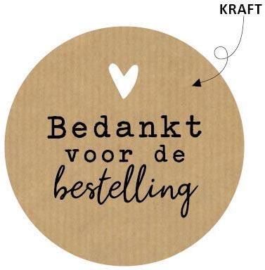 Merkloos KP etiket "Bedankt voor de bestelling" kraft diameter 50 mm rol van 250 stuks