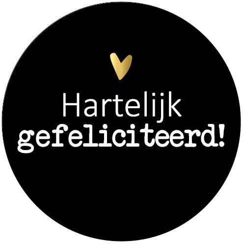 Merkloos KP etiket "Hartelijk gefeliciteerd" diameter 40 mm rol van 250 stuks