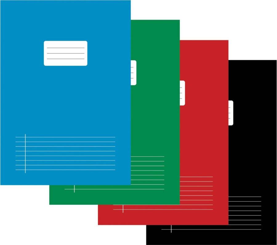 Merkloos Schrift voor ft A4 gelijnd 80 bladzijden met voorlijn geassorteerde kleuren pak van 5 stuks