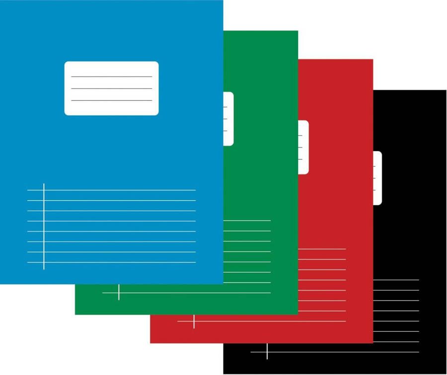 Merkloos Schrift voor ft A5 gelijnd 80 bladzijden met voorlijn geassorteerde kleuren pak van 10 stuks