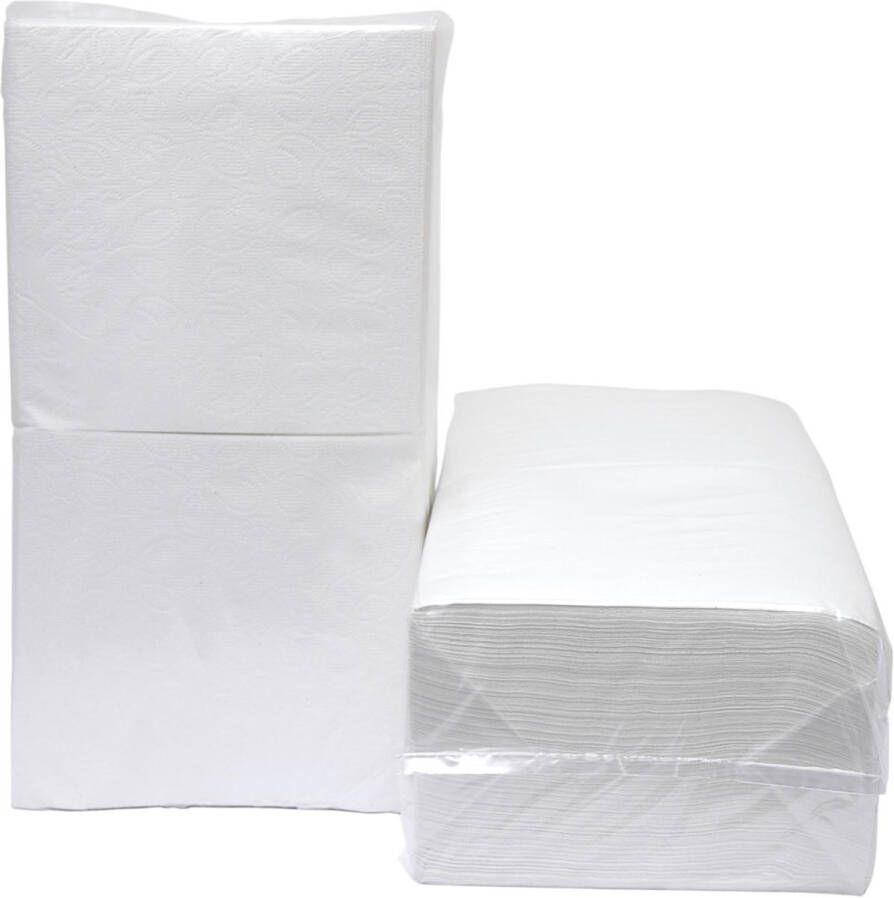 Merkloos Servetten ft 33 x 33 cm 1-laags wit pak van 9 x 500 stuks