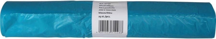 Merkloos Vuilniszak 20 micron ft 70 x 110 x 0 2 cm 120 liter HDPE recycled blauw rol van 25 stuks
