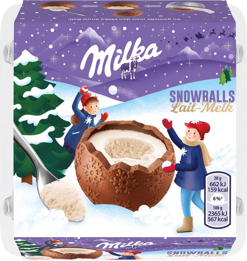 Milka Sneeuwballen melkchocolade doos van 112 g