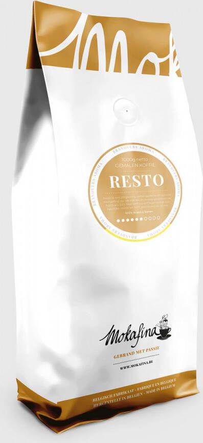 Mokafina Resto koffie gemalen koffie pak van 1 kg sterkte van 6
