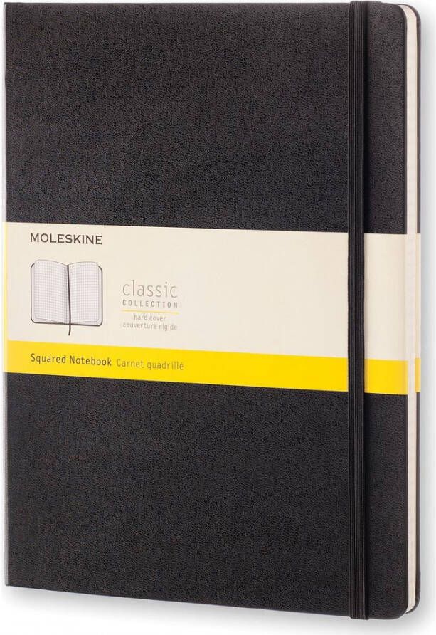 Moleskine notitieboek ft 19 x 25 cm geruit harde cover 192 blad zwart