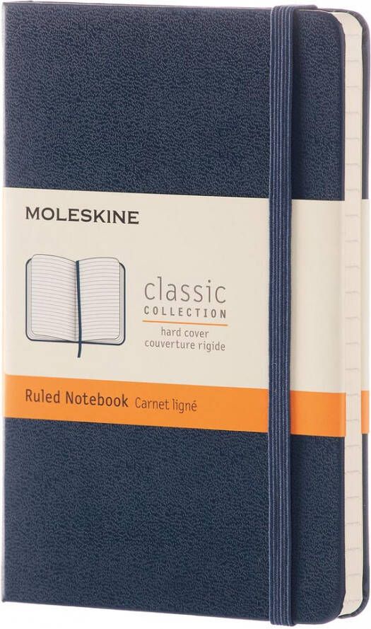Moleskine notitieboek ft 9 x 14 cm gelijnd harde cover 192 blad saffier