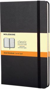 Moleskine notitieboek ft 9 x 14 cm gelijnd harde cover 192 bladzijden zwart