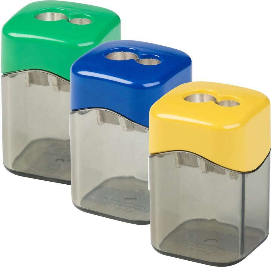 M+R potloodslijper Quattro Swing Eco 2 gaats met transparant reservoir geassorteerde kleuren