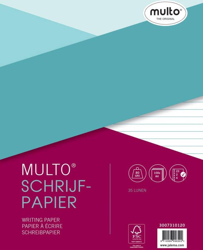 OfficeTown Multo 23-rings schrijfpapier van 100 vel gelijnd - Foto 2