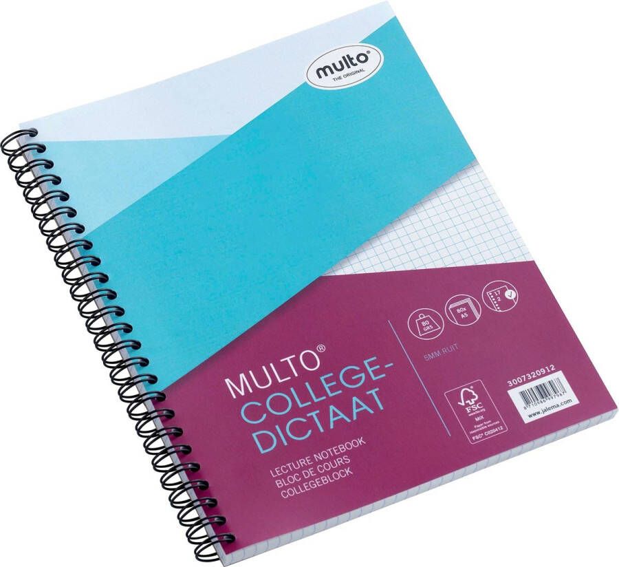 OfficeTown Multo collegedictaat ft 16 5 x 21 cm geruit 5 mm 17-gaatsperforatie - Foto 2