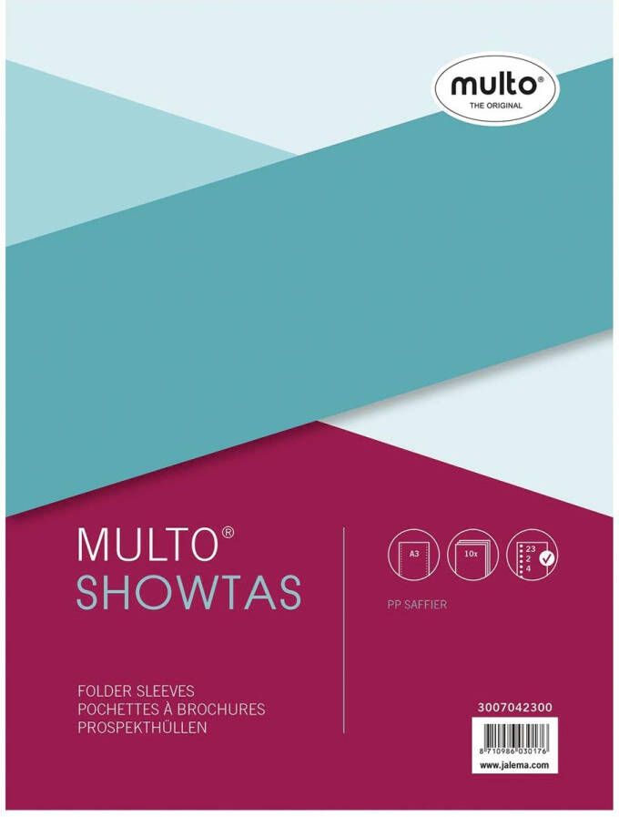 Multo geperforeerde showtas ft A3 2- 4- en 23-gaatsperforatie 80 micron gekorreld pak van 10 st