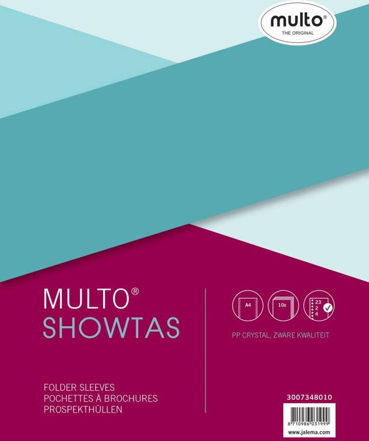 Multo geperforeerde showtas ft A4 23-gaatsperforatie glashelder pak van 10 stuks