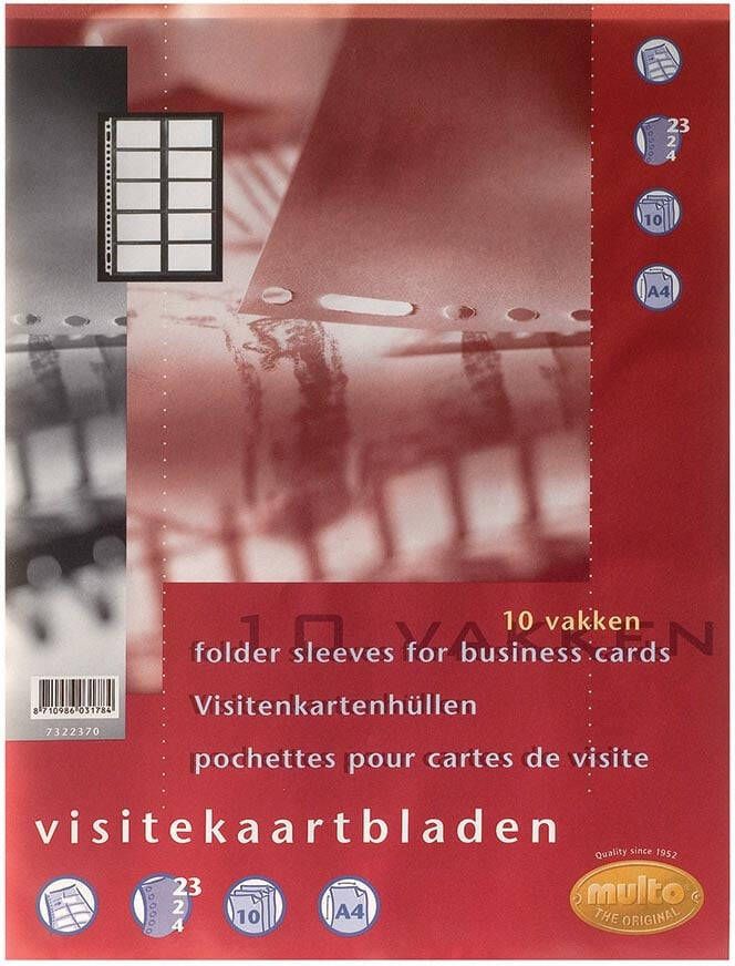 Multo geperforeerde showtas voor visitekaarten ft A4 10 vakken pak van 10 stuks