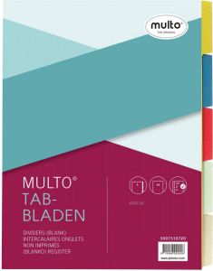Multo tabbladen ft A4 2 - 4 en 23 gaatsperforatie geassorteerde kleuren per set