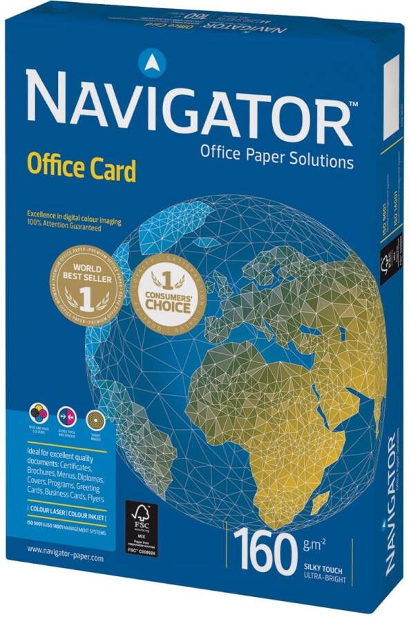 Navigator Office Card presentatiepapier ft A4 160 g pak van 250 vel