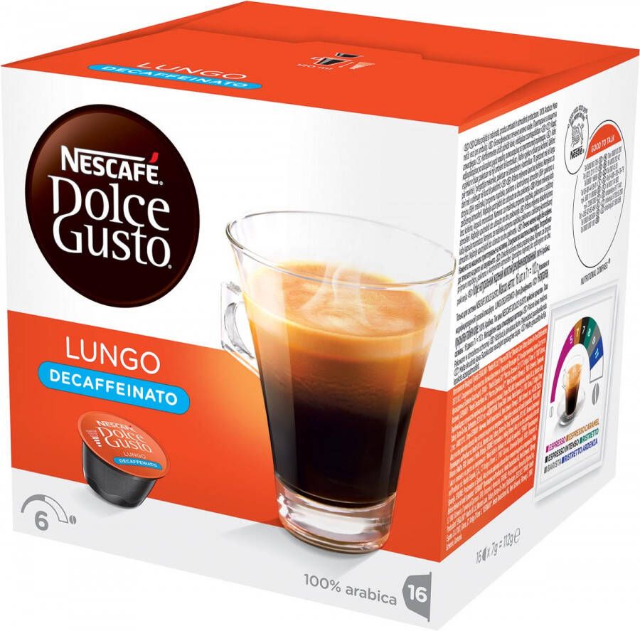Nescafé Dolce Gusto koffiecapsules Lungo Decaffeinato pak van 16 stuks