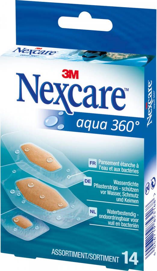 Nexcare 3M pleister Aqua 360° 3 formaten pak van 14 stuks