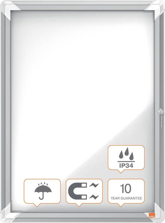 Nobo Premium Plus buitenvitrine draaideur met slot magnetisch 4 x A4
