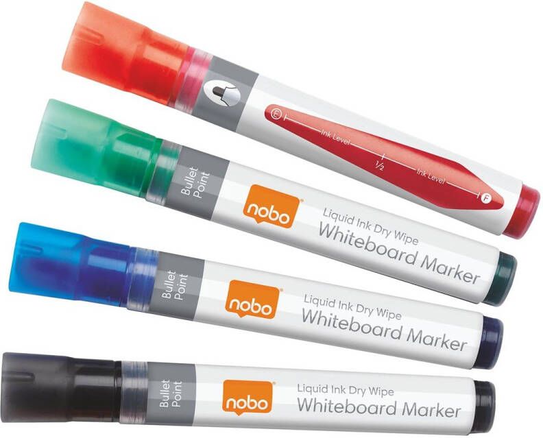 OfficeTown Nobo Witbordstift Geassorteerde kleuren: zwart groen rood en blauw blister van 4 stuks - Foto 2