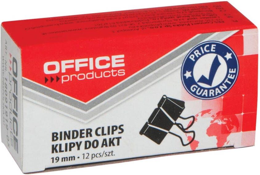 Office Products foldbackclip zwart 19 mm doosje van 12 stuks