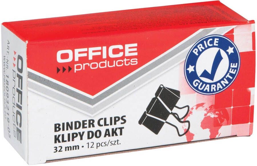 Office Products foldbackclip zwart 32 mm doosje van 12 stuks