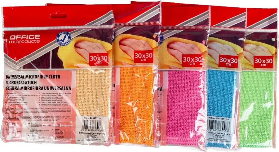 Office Products huishouddoekjes 32 x 50 cm geassorteerde kleuren pak van 5 stuks