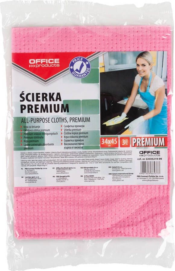 Office Products huishouddoekjes premium ft 34 x 45 cm geassorteerde kleuren pak van 3 stuks