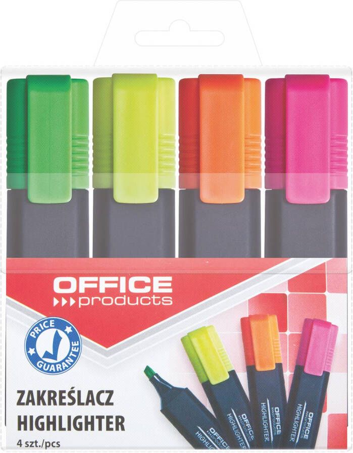 Office Products markeerstift set van 4 stuks assorti