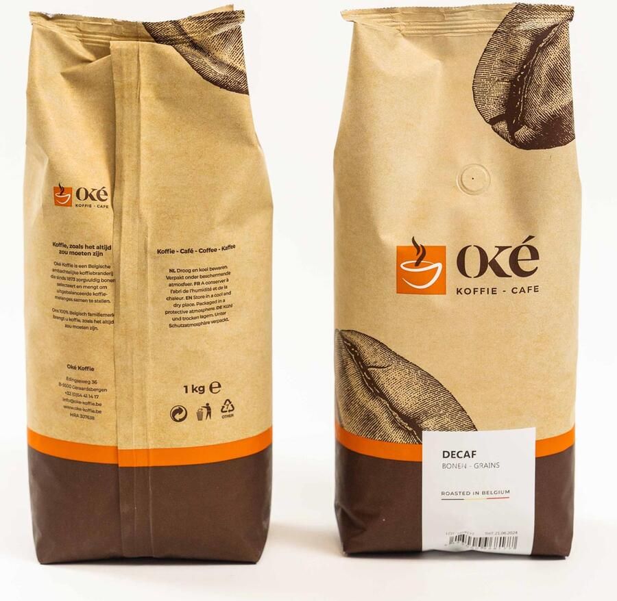 OKE Koffie Oké koffiebonen zak van 1 kg Deca