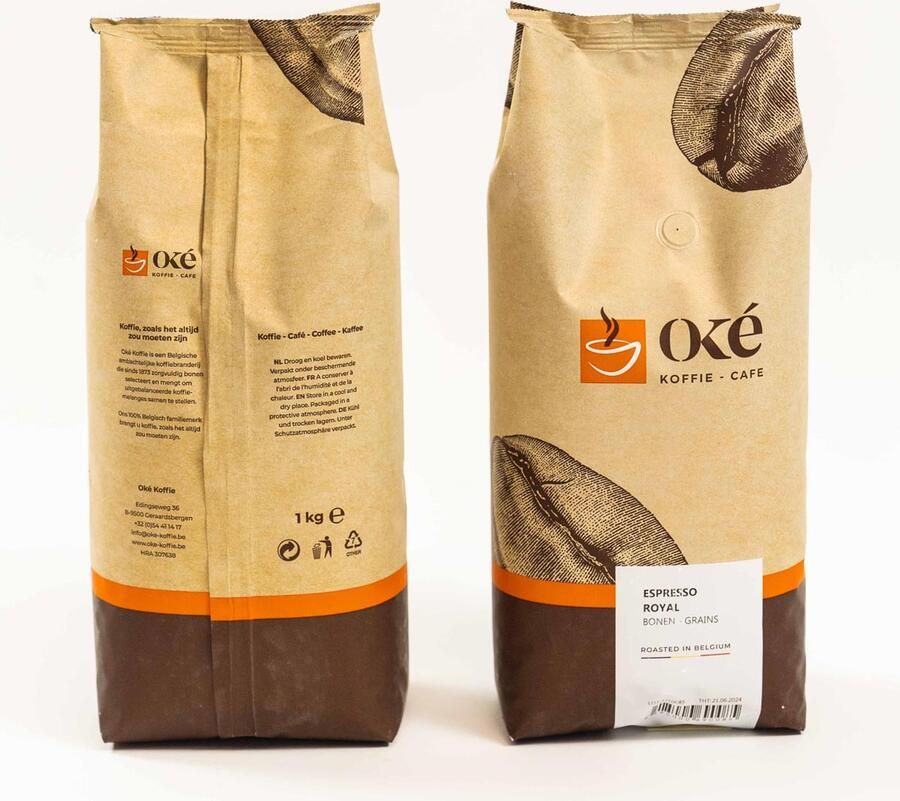 OKE Koffie Oké koffiebonen zak van 1 kg Espresso Royal