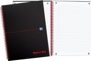 Oxford BLACK N&apos; RED spiraalblok karton 140 bladzijden ft A4 gelijnd