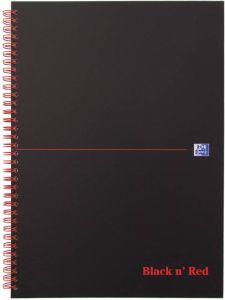 Oxford BLACK N&apos; RED spiraalblok karton 140 bladzijden ft A4 geruit 5 mm