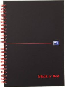 Oxford BLACK N&apos; RED spiraalblok karton 140 bladzijden ft A5 geruit 5 mm
