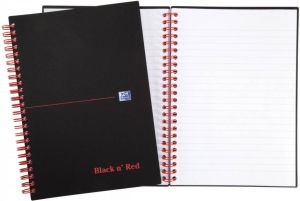 Oxford BLACK N&apos; RED spiraalblok kunststof 140 bladzijden ft A5 gelijnd