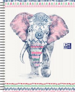 Oxford Boho Chic spiraalblok ft A4+ 120 bladzijden gelijnd olifant
