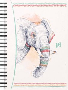 Oxford Boho Spirit spiraalblok ft A5 120 bladzijden gelijnd olifant