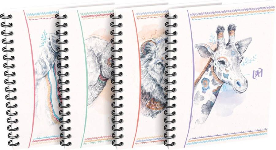 Oxford Boho Spirit spiraalblok ft A6 120 bladzijden geruit 5 mm geassorteerde kleuren