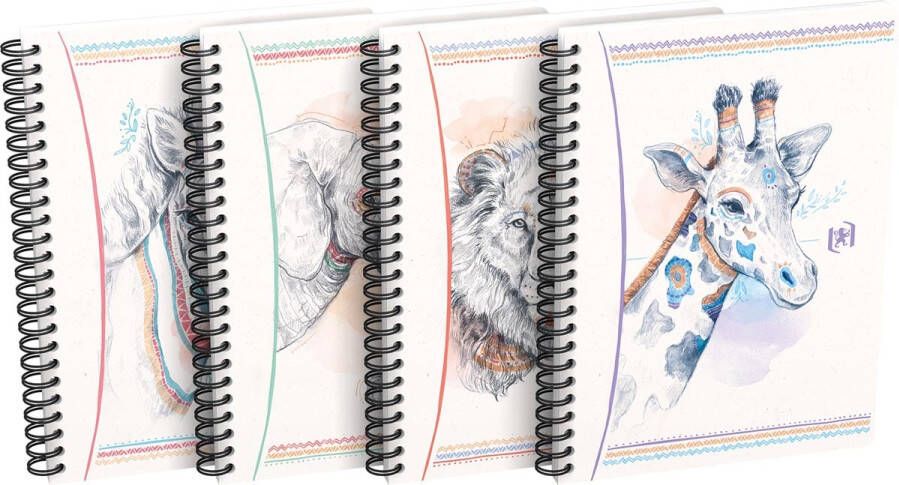 HAMELIN OXFORD Boho Spirit spiraalblok A5 geruit 5mm 60 vel 90g soepele kartonnen kaft assorti