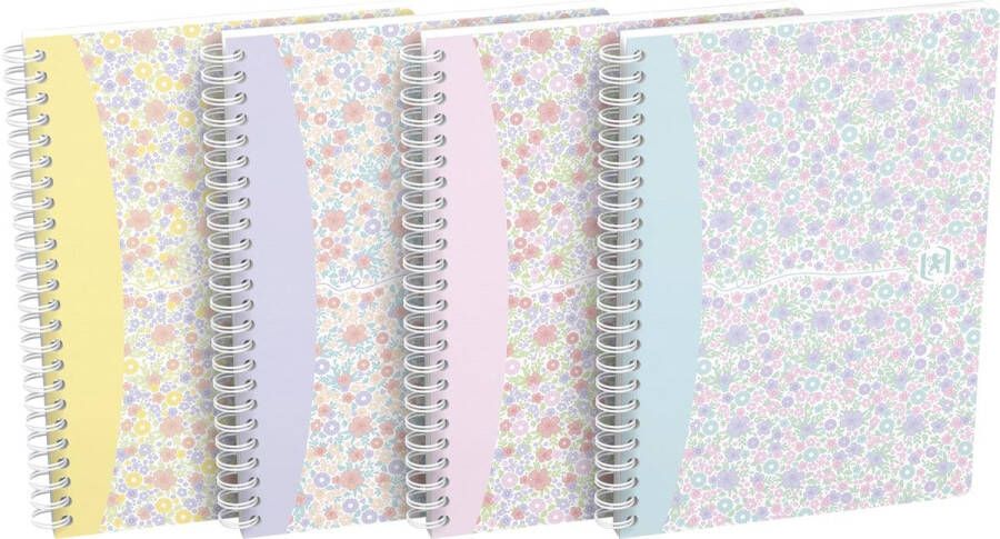 HAMELIN OXFORD Floral spiraalblok A5 gelijnd 60 vel 90g soepele kartonnen kaft 4 designs assorti
